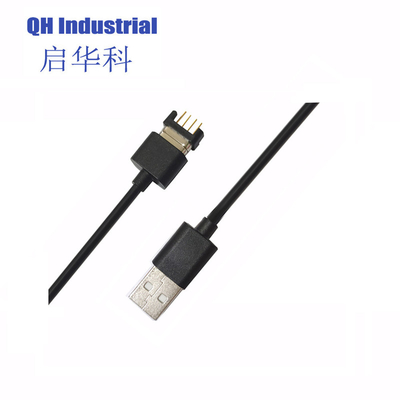 Produit électronique Magnétique Pogo Pin Charger Cable 4Pin 2,5 mm/2,8 mm/4 mm/7,62 mm
